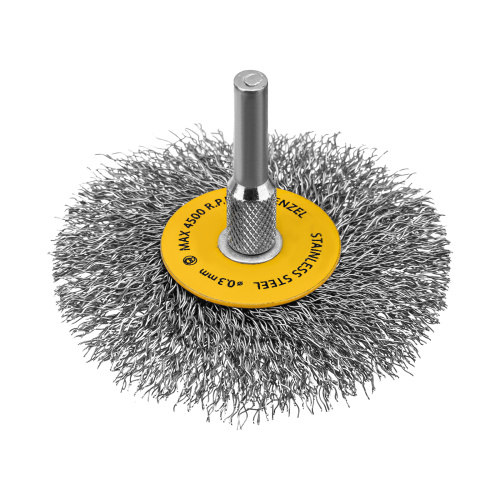Набор щеток для дрели, 5 Плоских 25-38-50-63-75 мм, шпилька, нерж. вит. проволока Denzel по ценам производителя в Казани с доставкой по всей России
