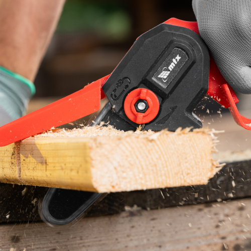 Цепная мини-пила аккумуляторная, MCS-100, шина 100 мм, Li-Ion, 20 В MTX по ценам производителя в Казани с доставкой по всей России