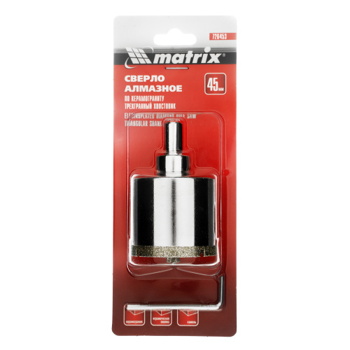 Сверло алмазное по керамограниту, 45 х 67 мм, трехгранный хвостовик Matrix купить в Москве с доставкой по всей России | ProtosMarket.ru