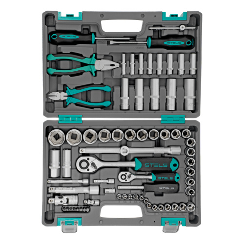Набор инструментов, 1/2", 1/4", CrV, пластиковый кейс 69 предметов Stels купить в Москве с доставкой по всей России | ProtosMarket.ru