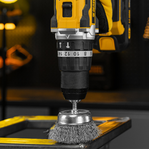 Набор щеток для дрели, 1 Плоская 50мм, 2 Чашки 25-50мм, шпилька, нерж. вит. проволока Denzel по ценам производителя в Казани с доставкой по всей России
