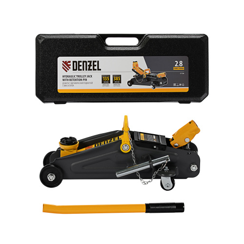 Домкрат гидравлический подкатной с фиксатором, 2,8 т, 135-385 мм, в кейсе Denzel купить в Москве с доставкой по всей России | ProtosMarket.ru