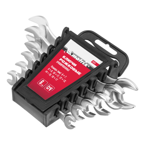 Набор ключей рожковых, 6-17 мм, 6 шт, CrV, хромированные Matrix купить в Москве с доставкой по всей России | ProtosMarket.ru