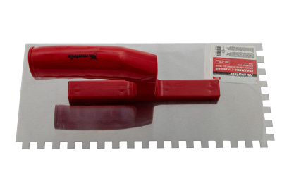 Гладилка из нержавеющей стали, 280 х 130 мм, зеркальная полировка, пластмассовая ручка, зуб 8 х 8 мм Matrix купить в Москве с доставкой по всей России | ProtosMarket.ru