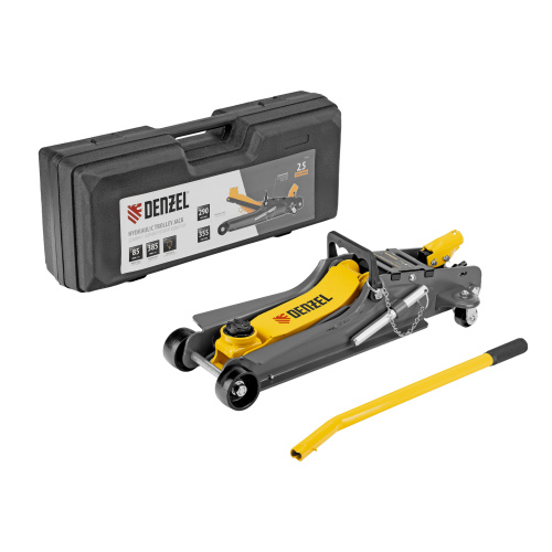 Домкрат гидравлический подкатной с фиксатором, 2,5 т,  85-385 мм, в пласт. кейсе Denzel по ценам производителя в Казани с доставкой по всей России