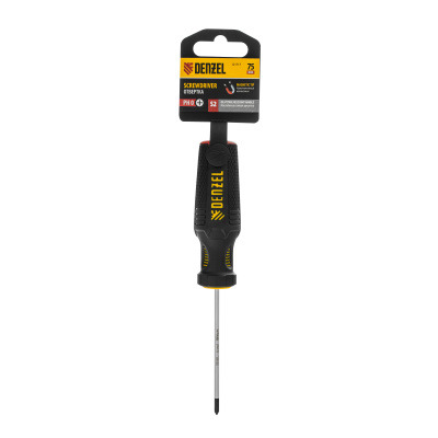 Отвертка, PH0х75 мм, S2, 3к рукоятка Denzel по ценам производителя в Казани с доставкой по всей России