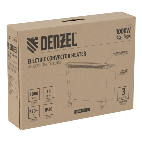 Конвектор электрический XCE-1000 B, 230 В, 1000 Вт, X-образный нагреватель Denzel по ценам производителя в Казани с доставкой по всей России