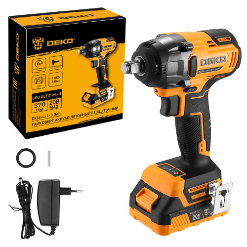 Гайковерт аккумуляторный бесщеточный DEKO DKIS-Li, 20В, 1*3.0Ач, 370 Нм купить в Москве с доставкой по всей России | ProtosMarket.ru