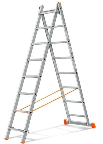 Лестница 2-х секционная алюминиевая 2*8 по ценам производителя в Казани с доставкой по всей России