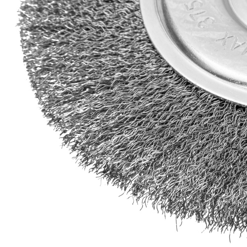 Щетка для УШМ, 200 мм, посадка 22.2 мм, плоская, витая проволока 0.3 мм Сибртех по ценам производителя в Казани с доставкой по всей России