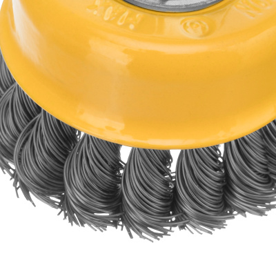 Щетка для УШМ, 75 мм, "Чашка", крученая нержавеющая проволока 0.5 мм, М14 Denzel по ценам производителя в Казани с доставкой по всей России