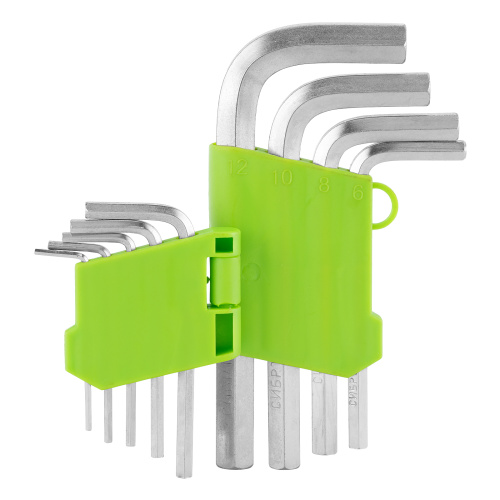 Набор ключей имбусовых HEX, 2-12 мм, 45x, закаленные, 9 шт, короткие, никель Сибртех по ценам производителя в Казани с доставкой по всей России