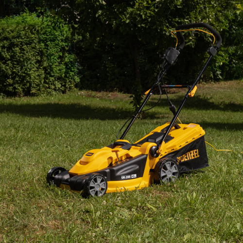 Газонокосилка электрическая GM-2000, 2000 Вт, ширина 43 см, 6 уровней, травосборник 45 л. Denzel купить в Москве с доставкой по всей России | ProtosMarket.ru