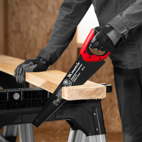 Ножовка по дереву, 400 мм, 7-8 TPI, зуб-3D, каленый зуб, тефлоновое покрытие полотна, двухкомпонентная рукоятка Matrix купить в Москве с доставкой по всей России | ProtosMarket.ru