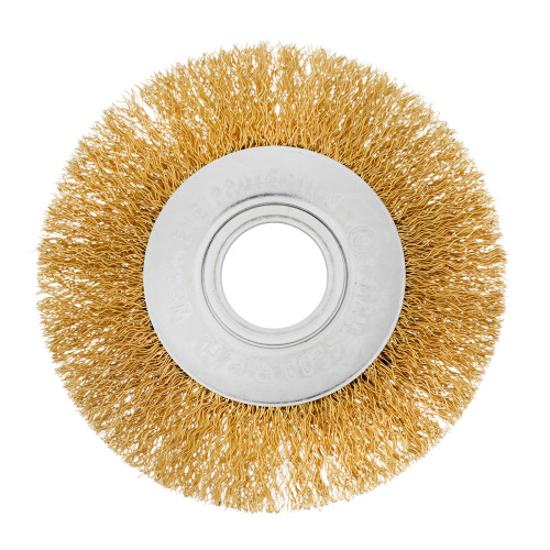 Щетка для УШМ, 100 мм, посадка 22.2 мм, плоская, латунированная витая проволока Matrix по ценам производителя в Казани с доставкой по всей России