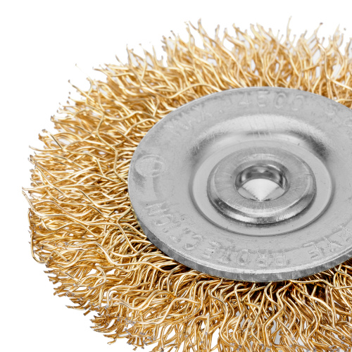 Щетка для дрели, 50 мм, плоская со шпилькой, латунированная витая проволока Matrix по ценам производителя в Казани с доставкой по всей России