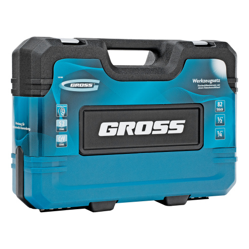 Набор инструментов, 1/4", 1/2", CrV, 120 зубьев, 82 предмета Gross купить в Москве с доставкой по всей России | ProtosMarket.ru