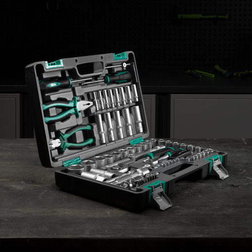 Набор инструментов, 1/2", 1/4", CrV, пластиковый кейс 69 предметов Stels купить в Москве с доставкой по всей России | ProtosMarket.ru