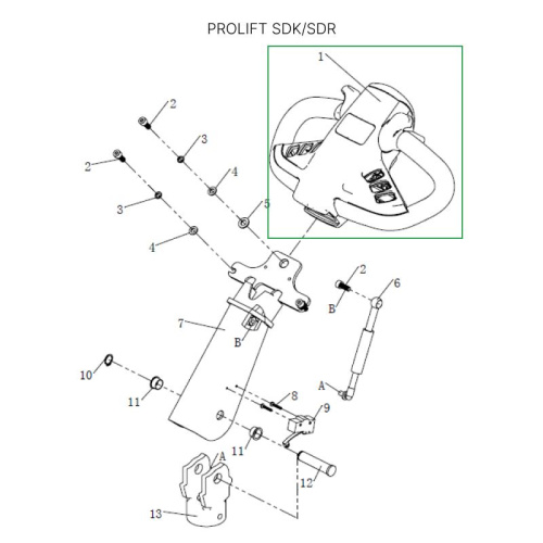 Верхняя часть ручки в сборе для штабелеров SDR 1533/1536/1545S/1645/1656/2036/2045, SDK по ценам производителя в Казани с доставкой по всей России