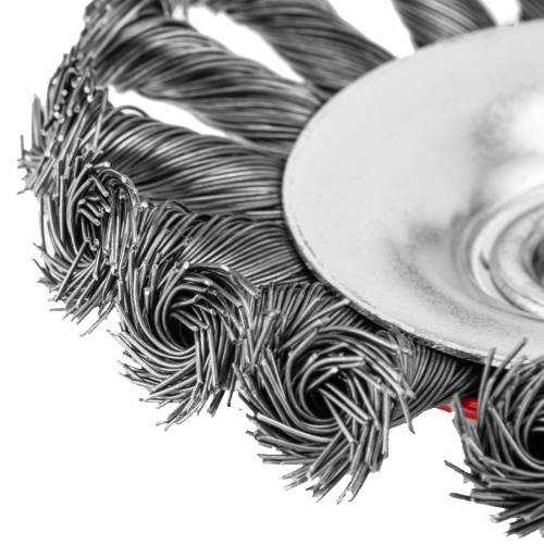 Щетка для УШМ, 115 мм, М14, "тарелка", крученая проволока 0.5 мм Matrix по ценам производителя в Казани с доставкой по всей России