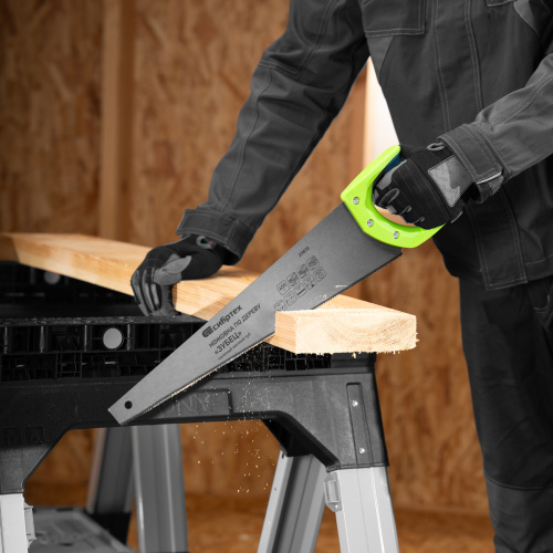 Ножовка по дереву"Зубец" для точных пильных работ, 450 мм, каленый зуб 2D, 14 TPI, двухкомпонентная рукоятка Сибртех купить в Москве с доставкой по всей России | ProtosMarket.ru