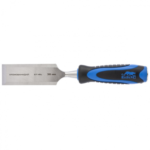 Долото-стамеска, плоская, 38 мм, двухкомпонентная рукоятка, металлический затыльник Барс купить в Москве с доставкой по всей России | ProtosMarket.ru