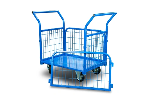 Тележка платформенная TOR ТП-6С (800х1200) с бортами из сетки и двумя ручками (колеса 160 мм) купить в Москве с доставкой по всей России | ProtosMarket.ru