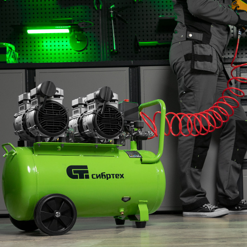 Компрессор безмаслянный малошумный МБ 2000/50, 2000 Вт, 50л, 300 л/мин Сибртех по ценам производителя в Казани с доставкой по всей России