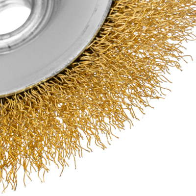 Щетка для УШМ, 125 мм, М14, "тарелка", латунированная витая проволока Matrix по ценам производителя в Казани с доставкой по всей России